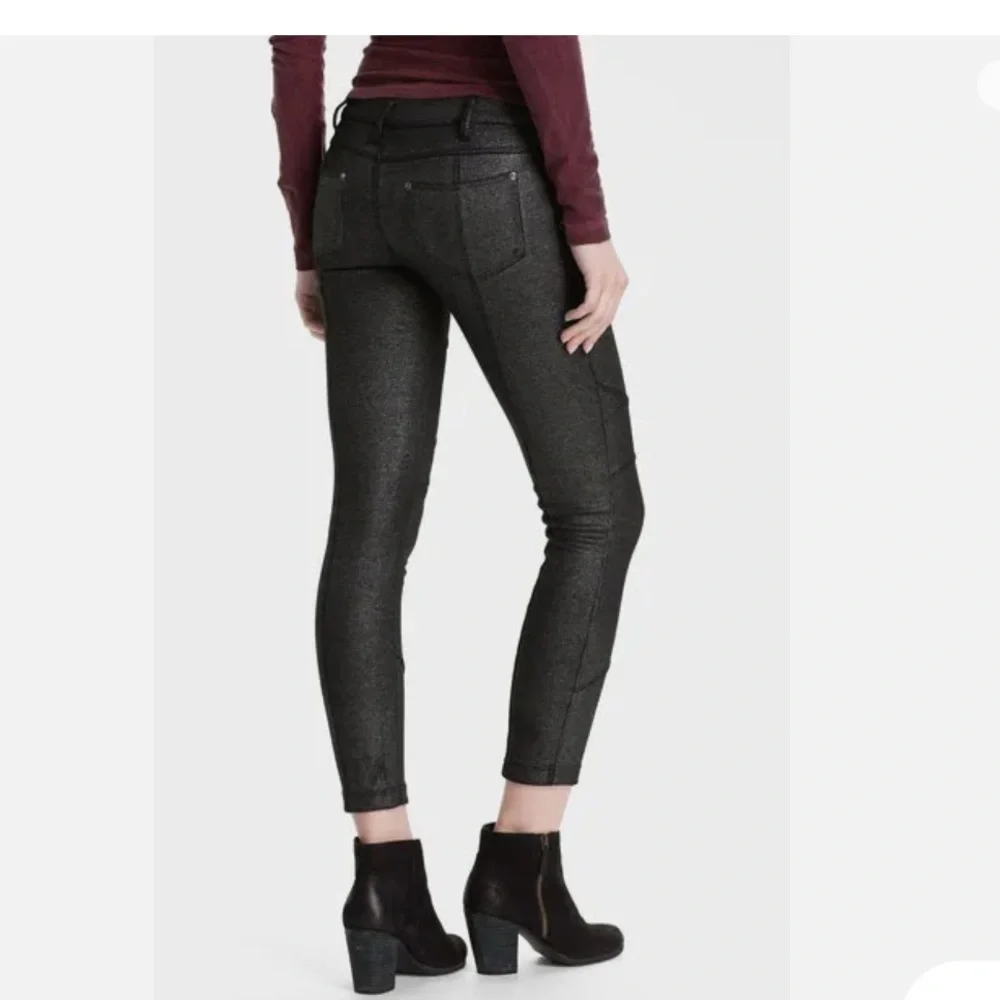 Free People Metallic Gray Patchwork Skinny Pants